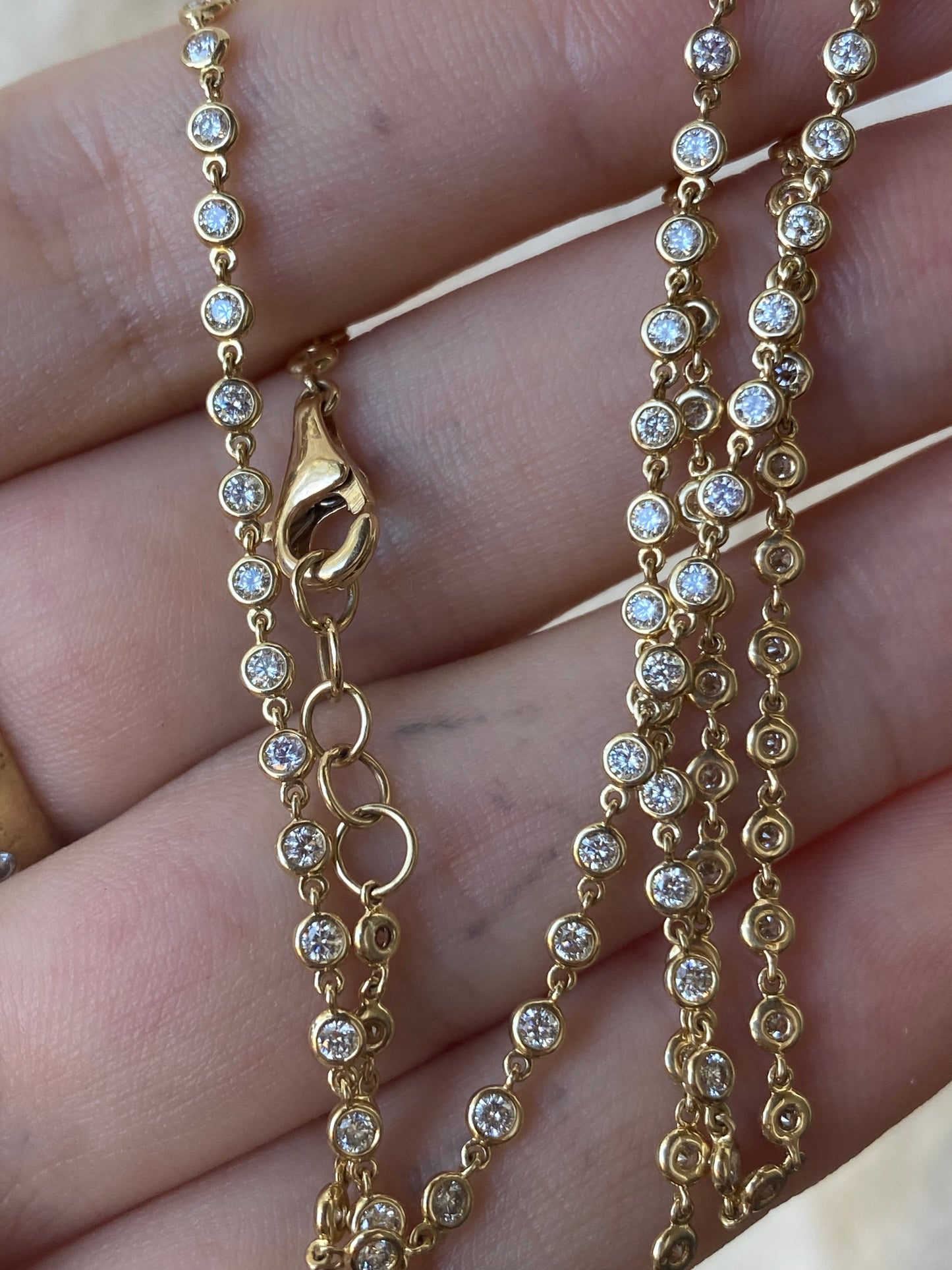 14kt 18" 2.54ctw diamond bezel necklace