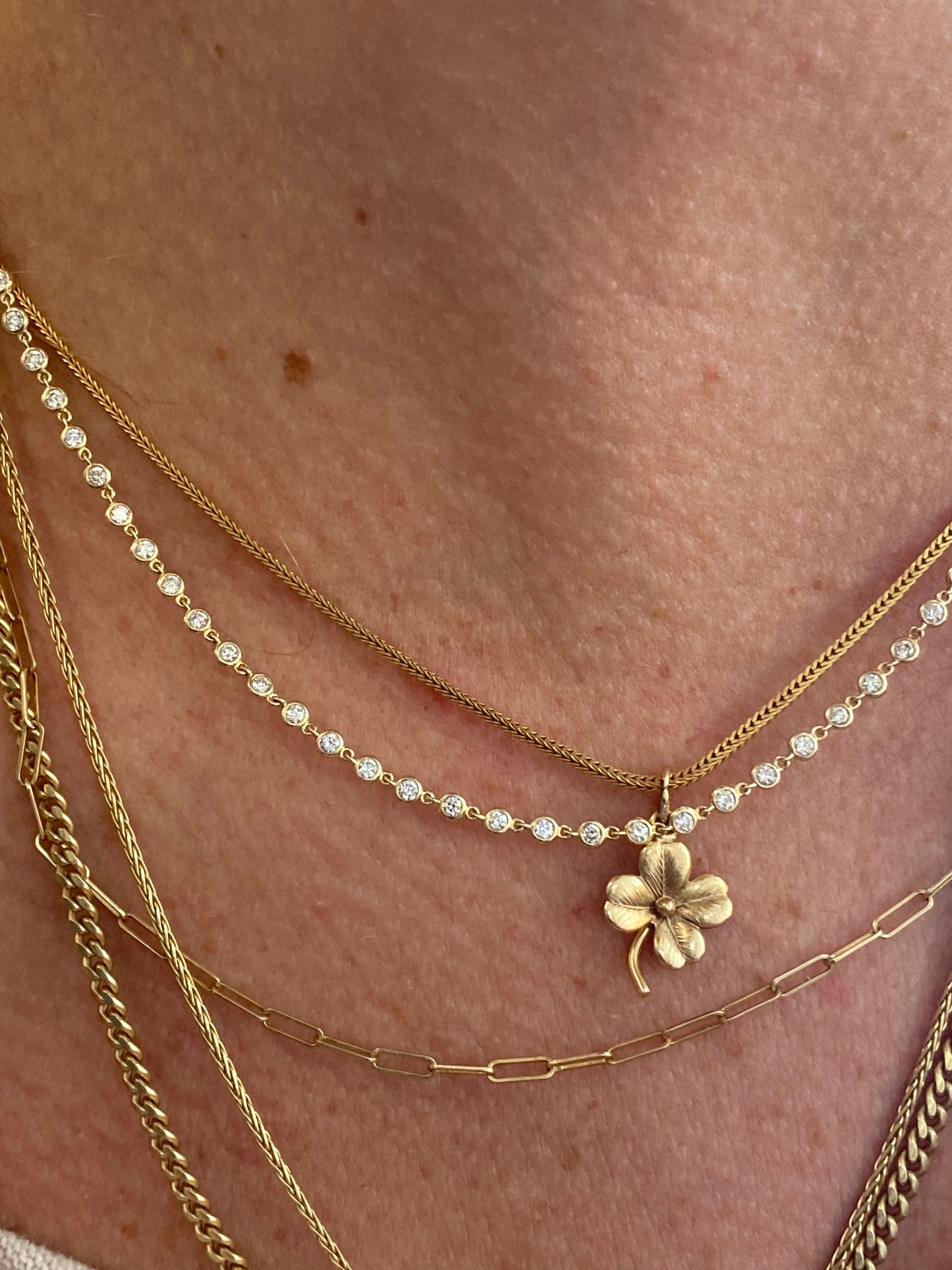 14kt 18" 2.54ctw diamond bezel necklace