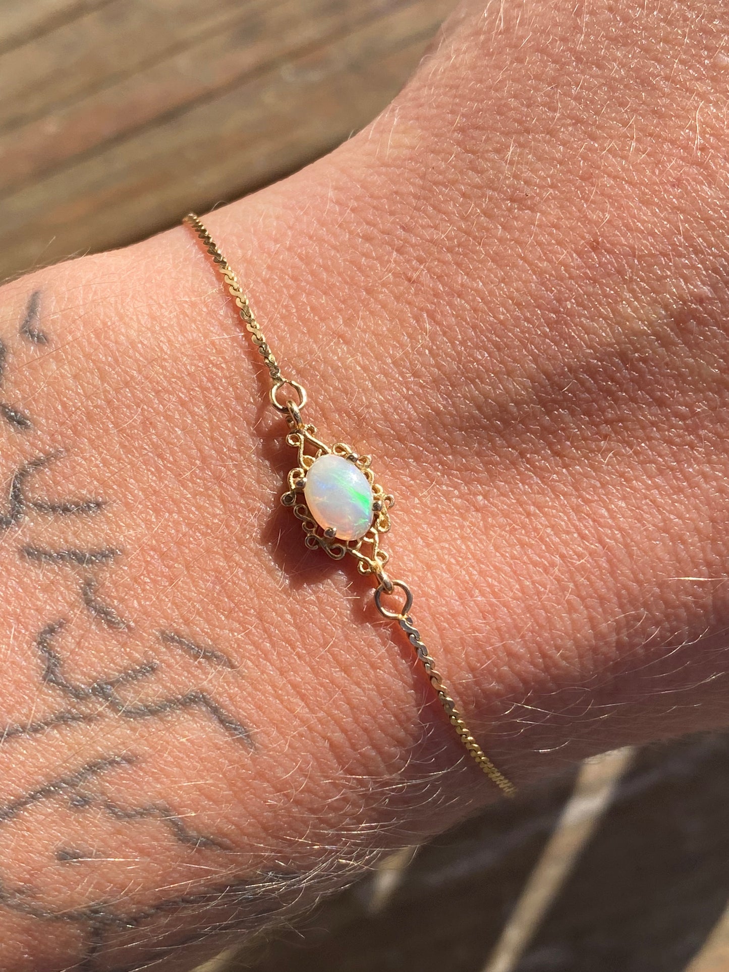 14kt 7" vintage opal bracelet