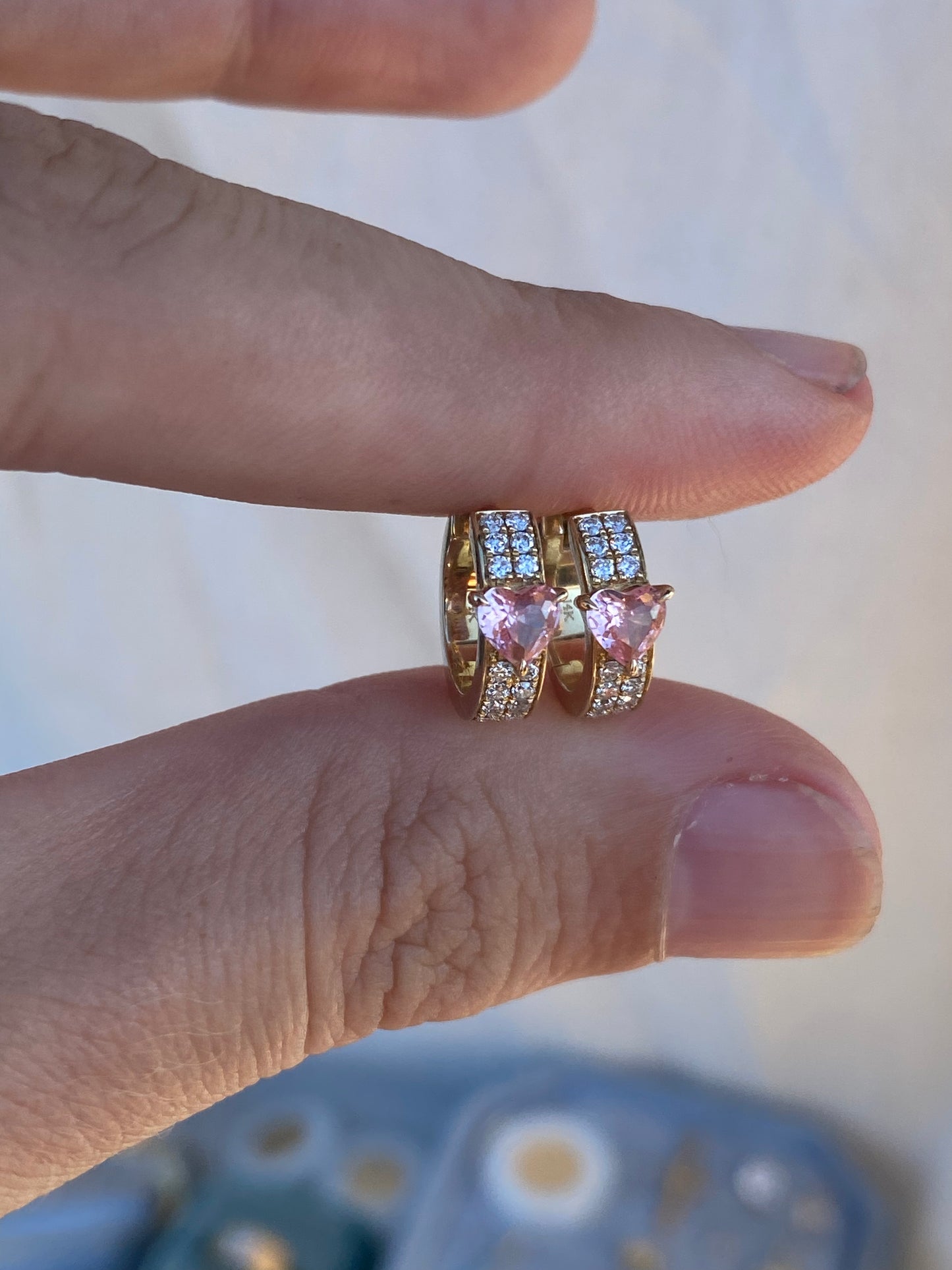 14kt sapphire diamond huggies