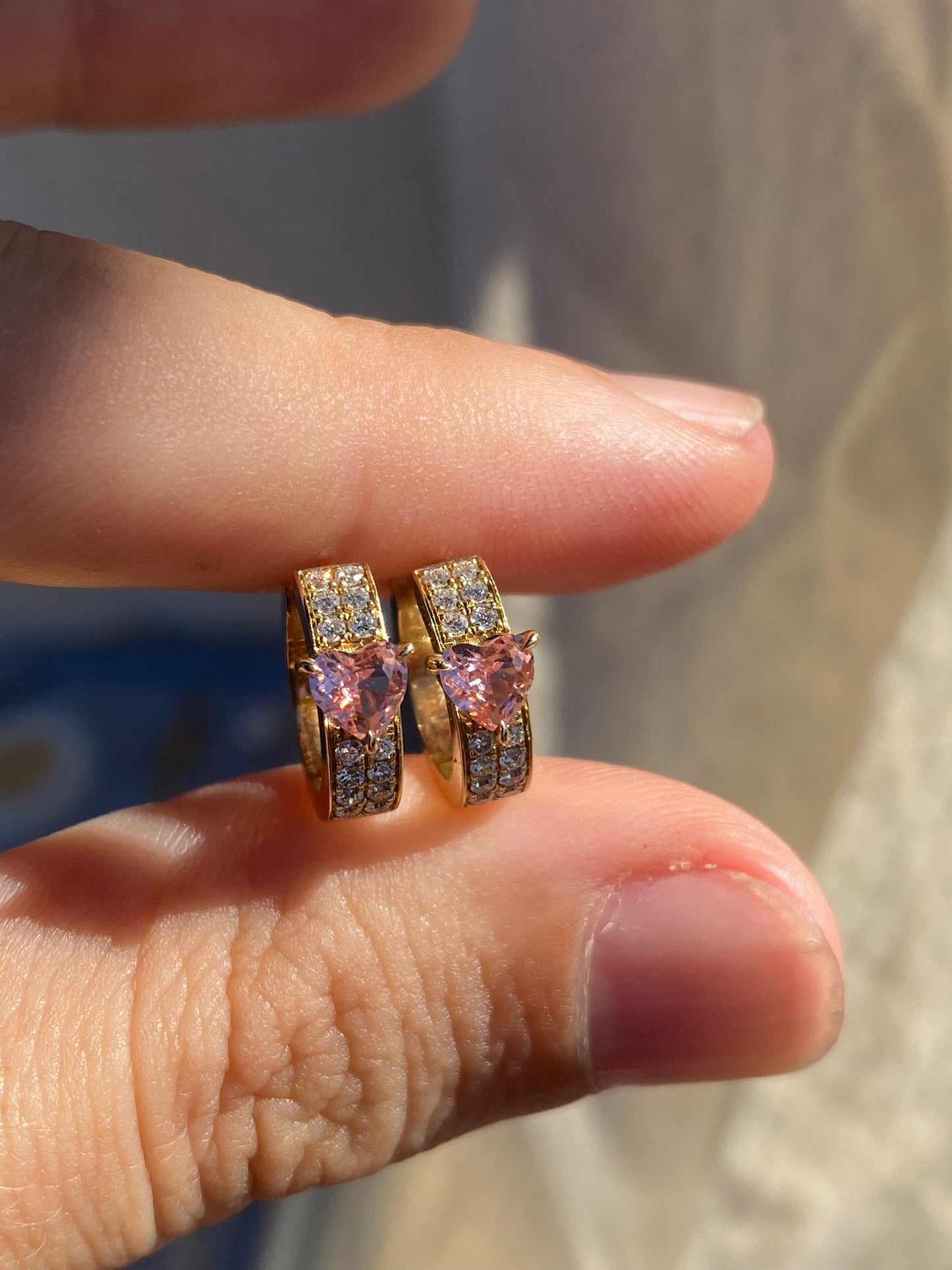 14kt sapphire diamond huggies