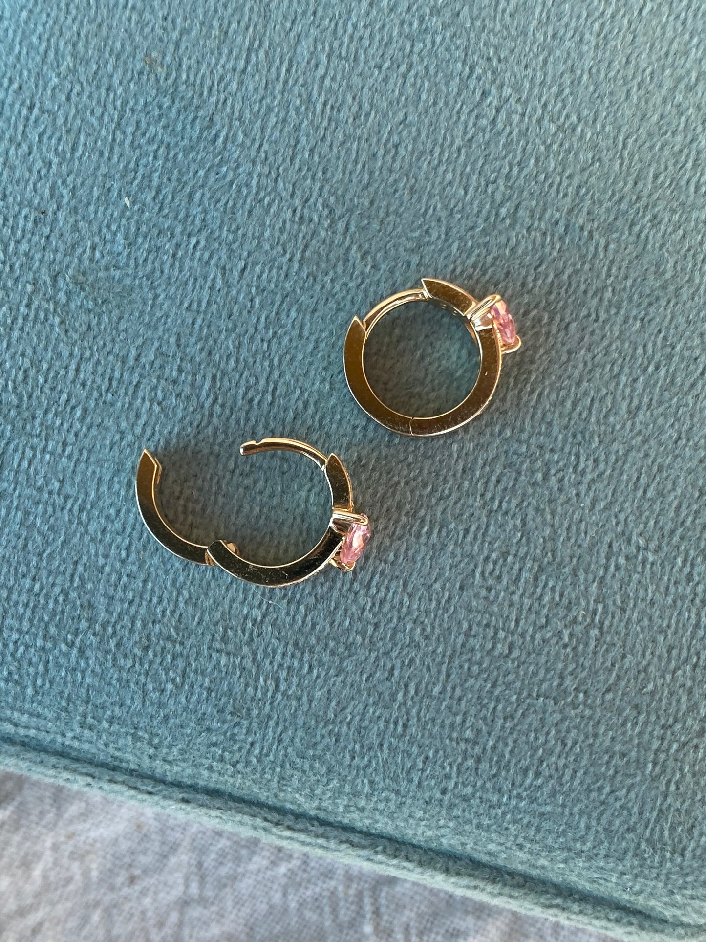 14kt sapphire diamond huggies