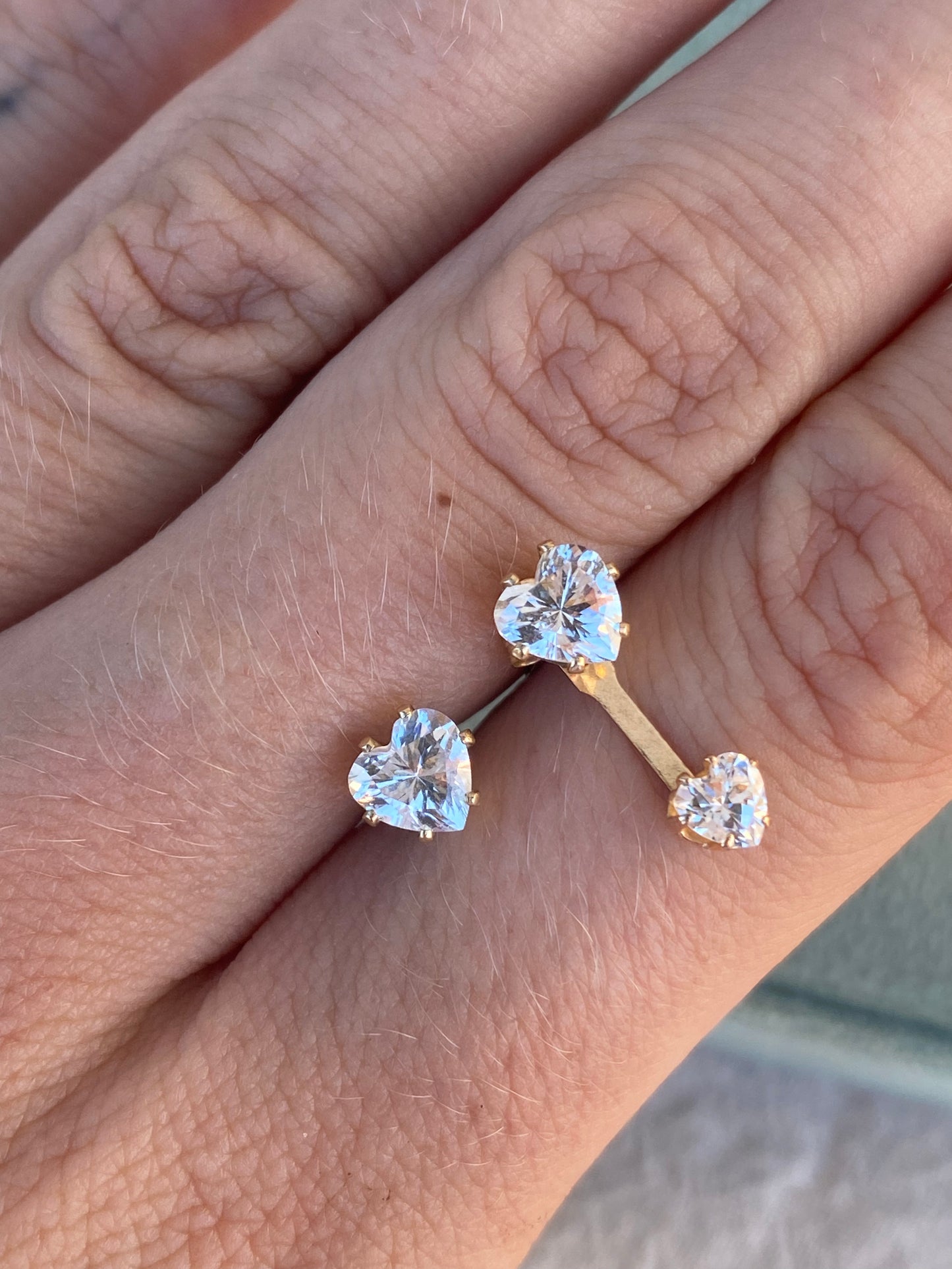 14kt CZ heart studs with jackets