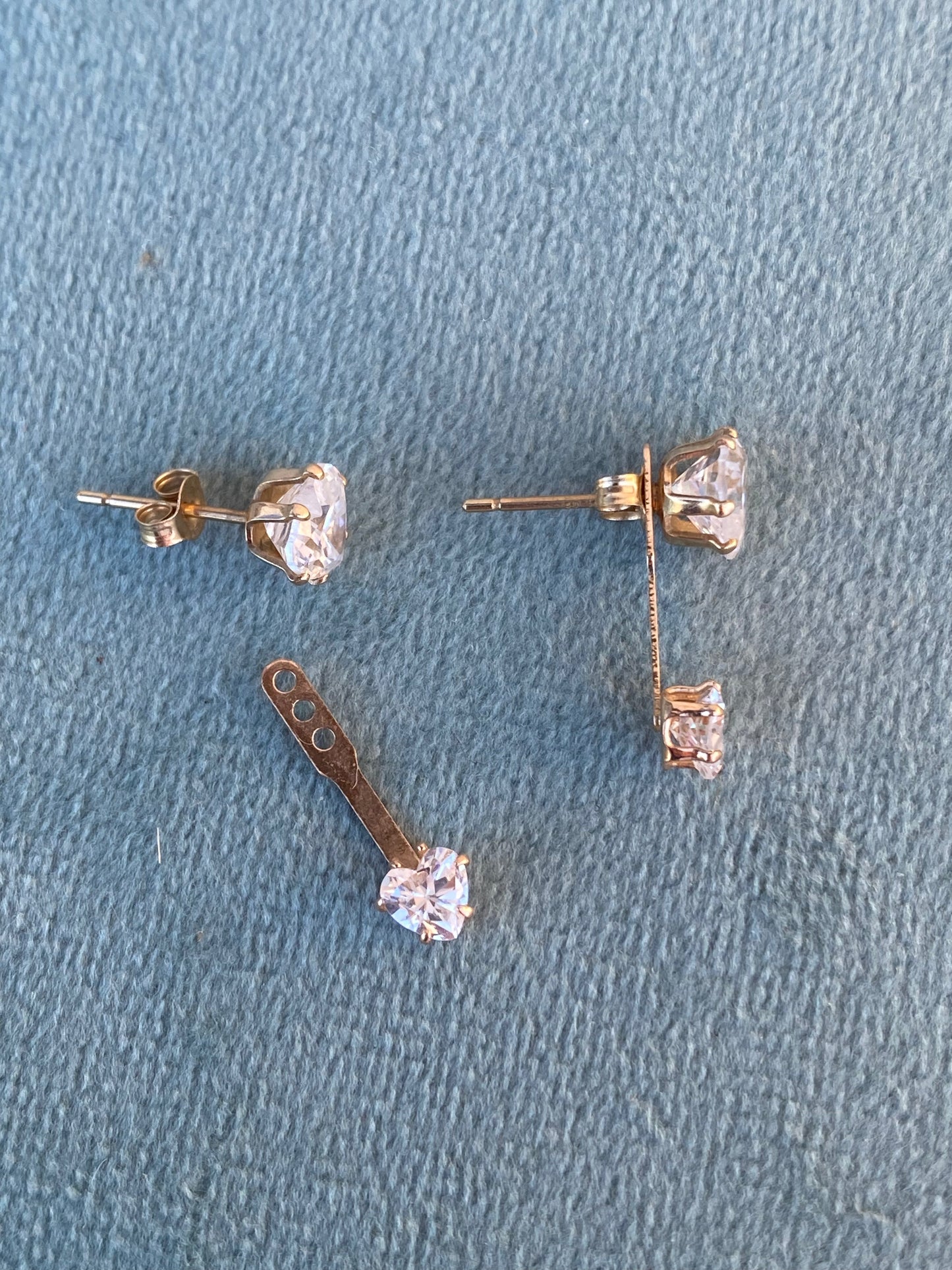 14kt CZ heart studs with jackets