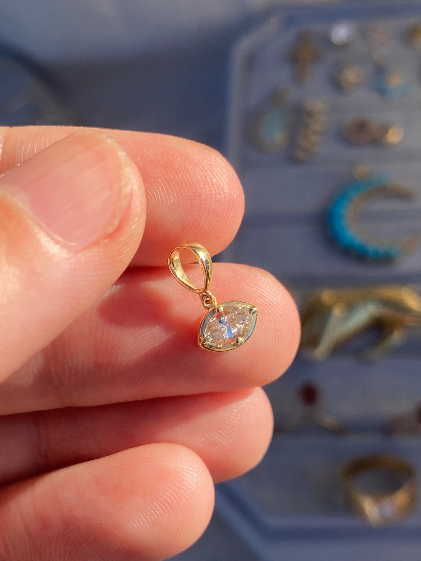 14kt .38ctw marquise diamond pendant