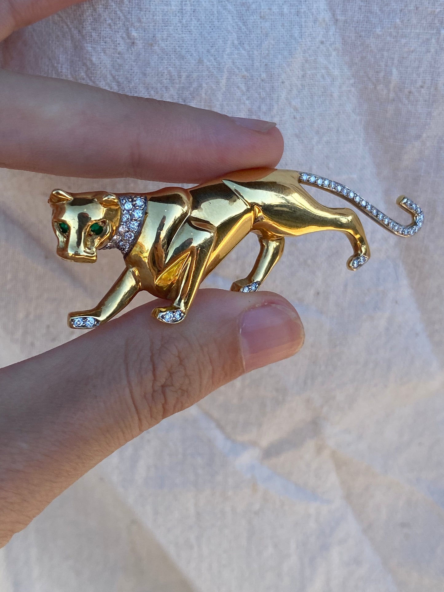 18kt diamond emerald panther