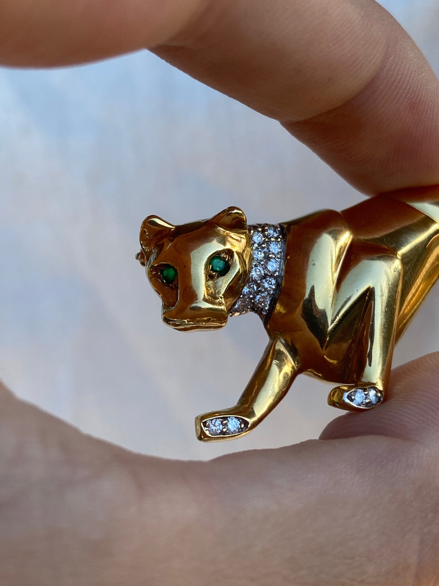 18kt diamond emerald panther