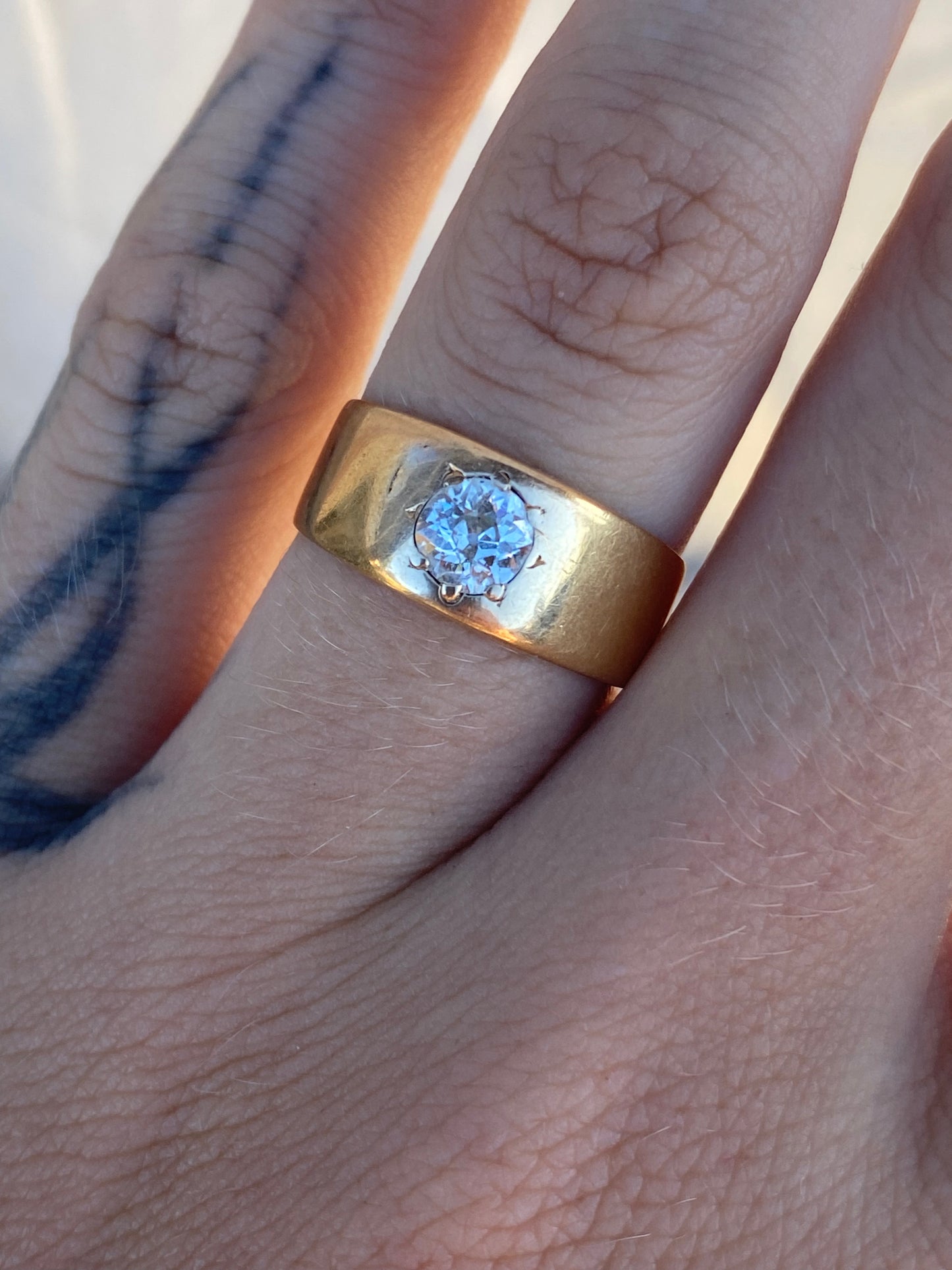 18kt victorian .50ctw old cut diamond band, 1885
