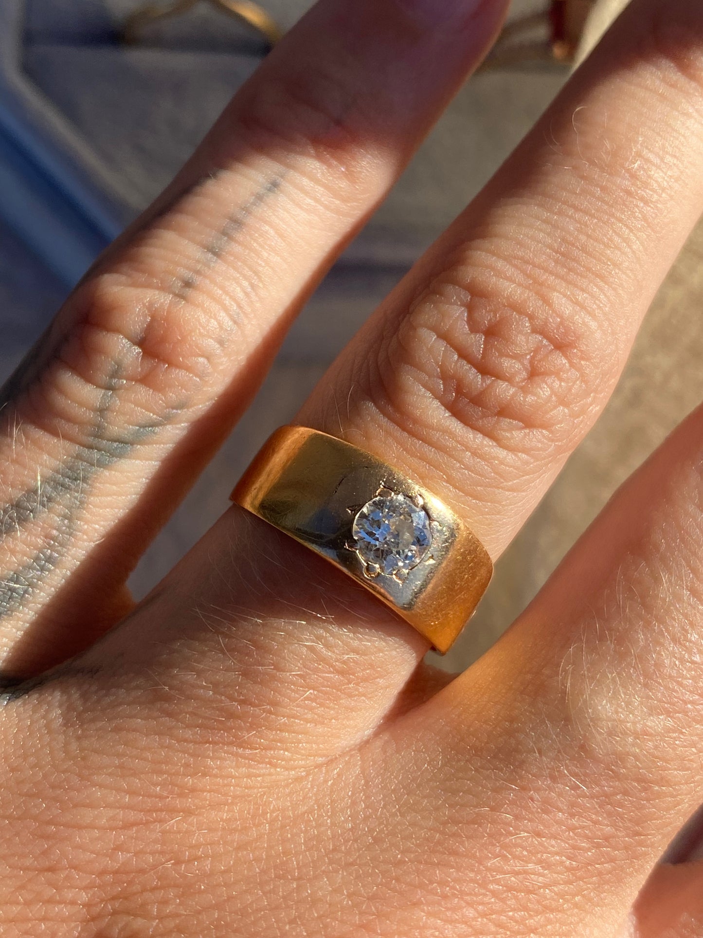18kt victorian .50ctw old cut diamond band, 1885