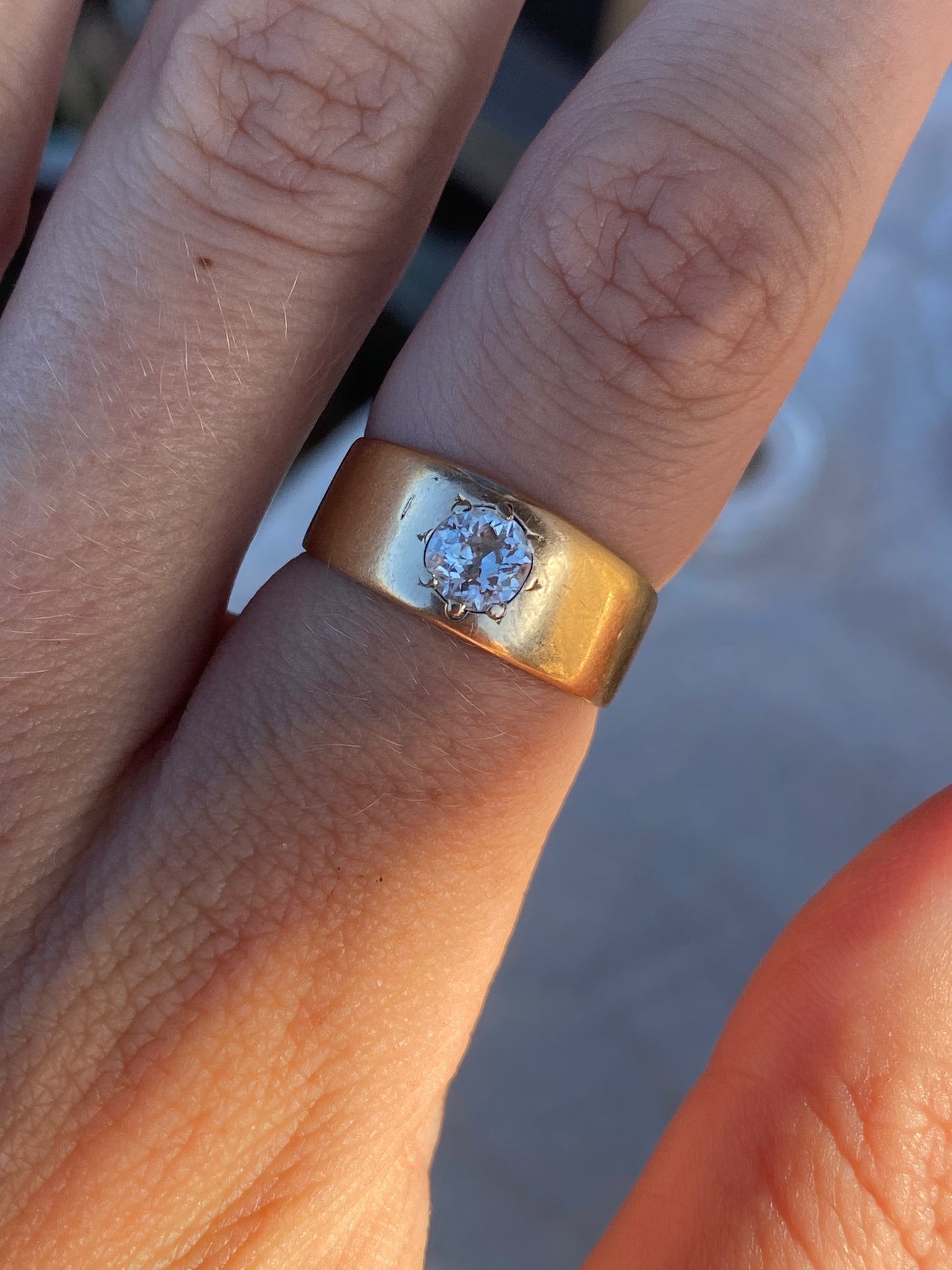 18kt victorian .50ctw old cut diamond band, 1885