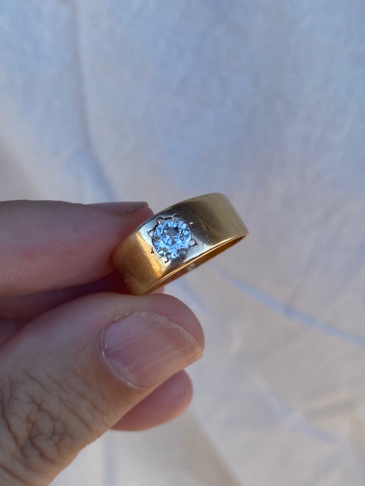 18kt victorian .50ctw old cut diamond band, 1885