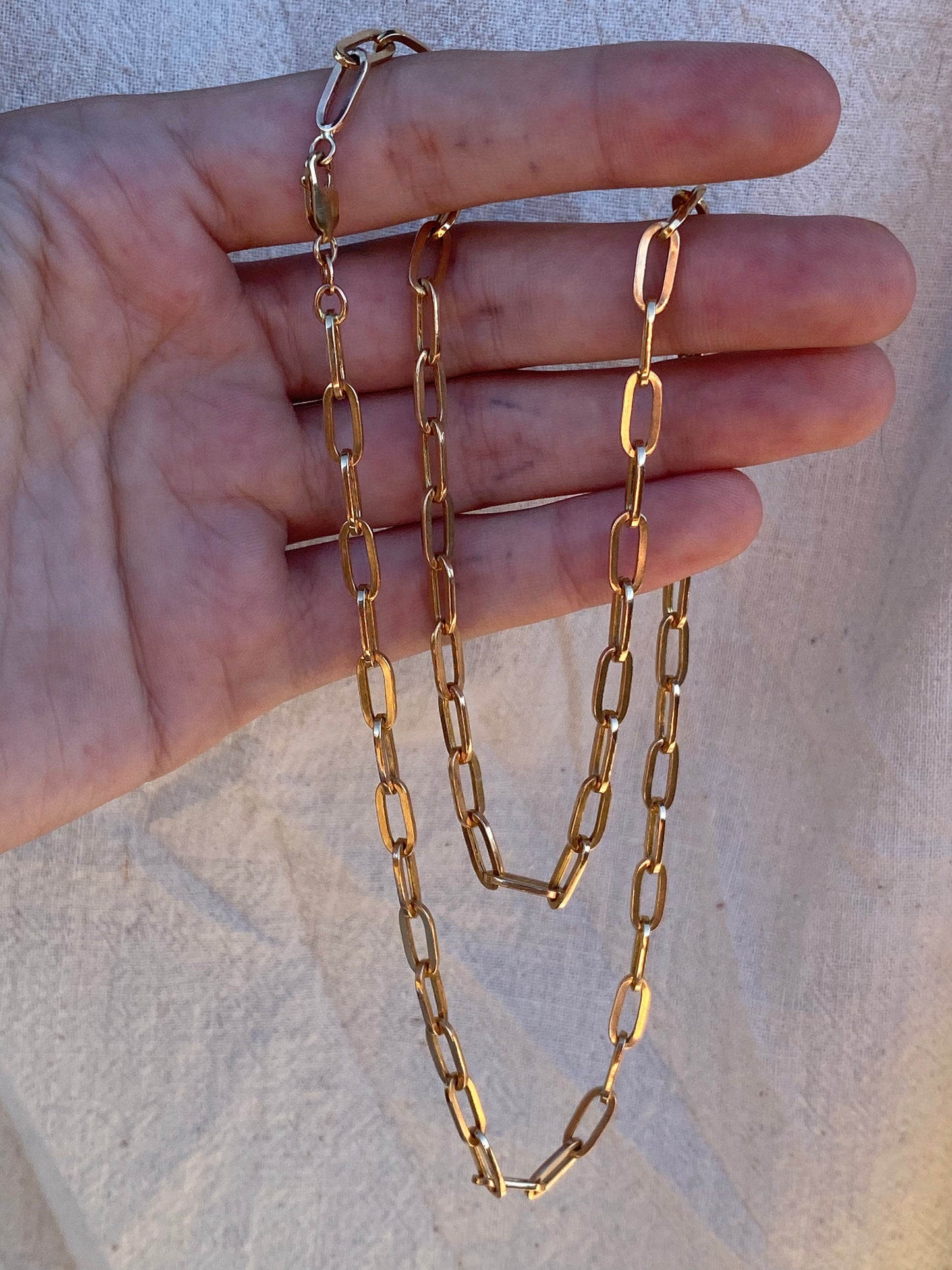 14kt 20" vintage paperclip link necklace