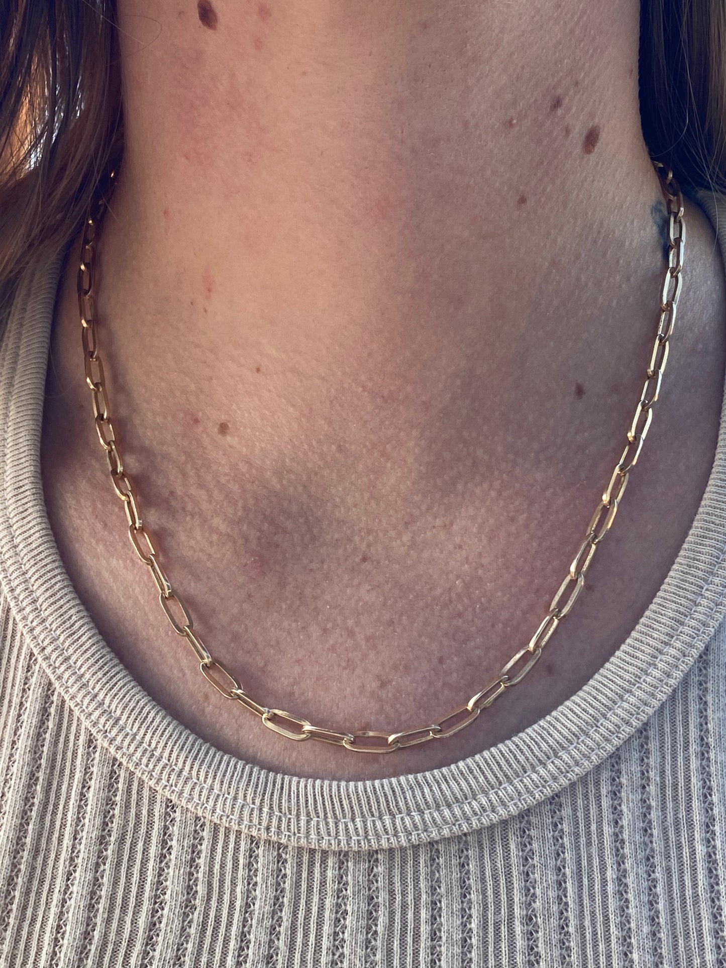 14kt 20" vintage paperclip link necklace