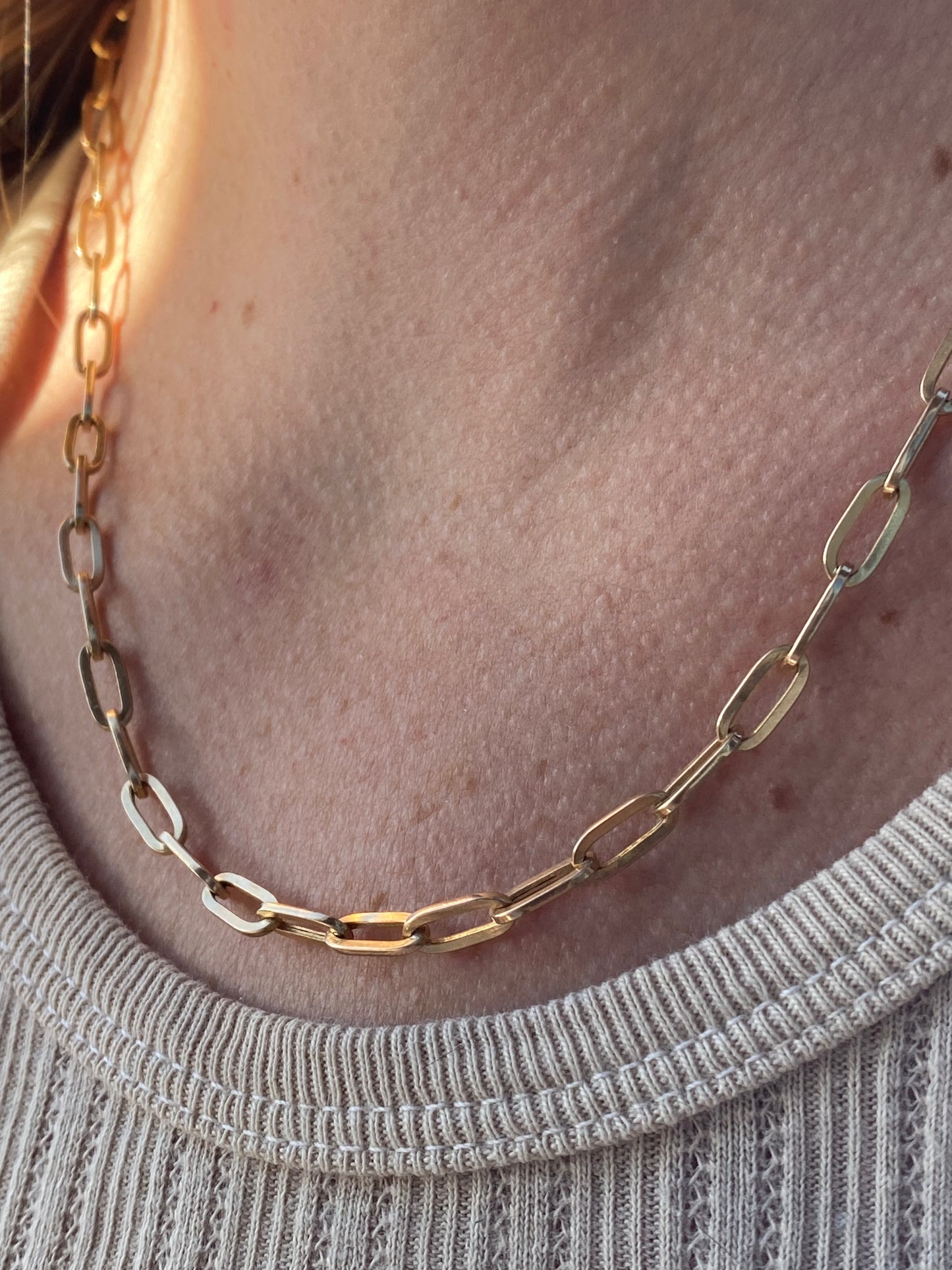 14kt 20" vintage paperclip link necklace