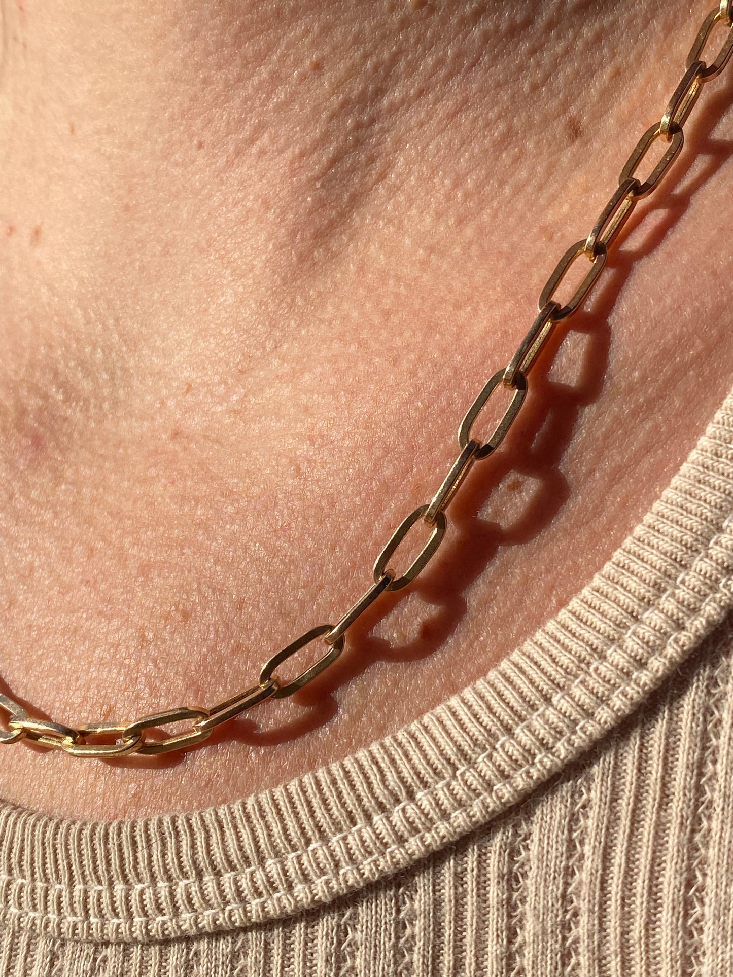 14kt 20" vintage paperclip link necklace