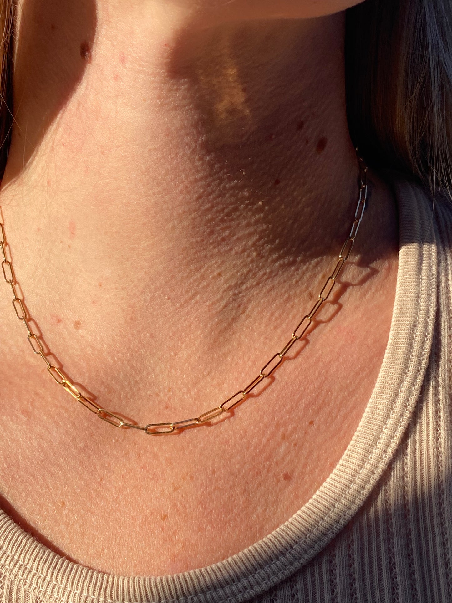 14kt 18" paperclip chain necklace
