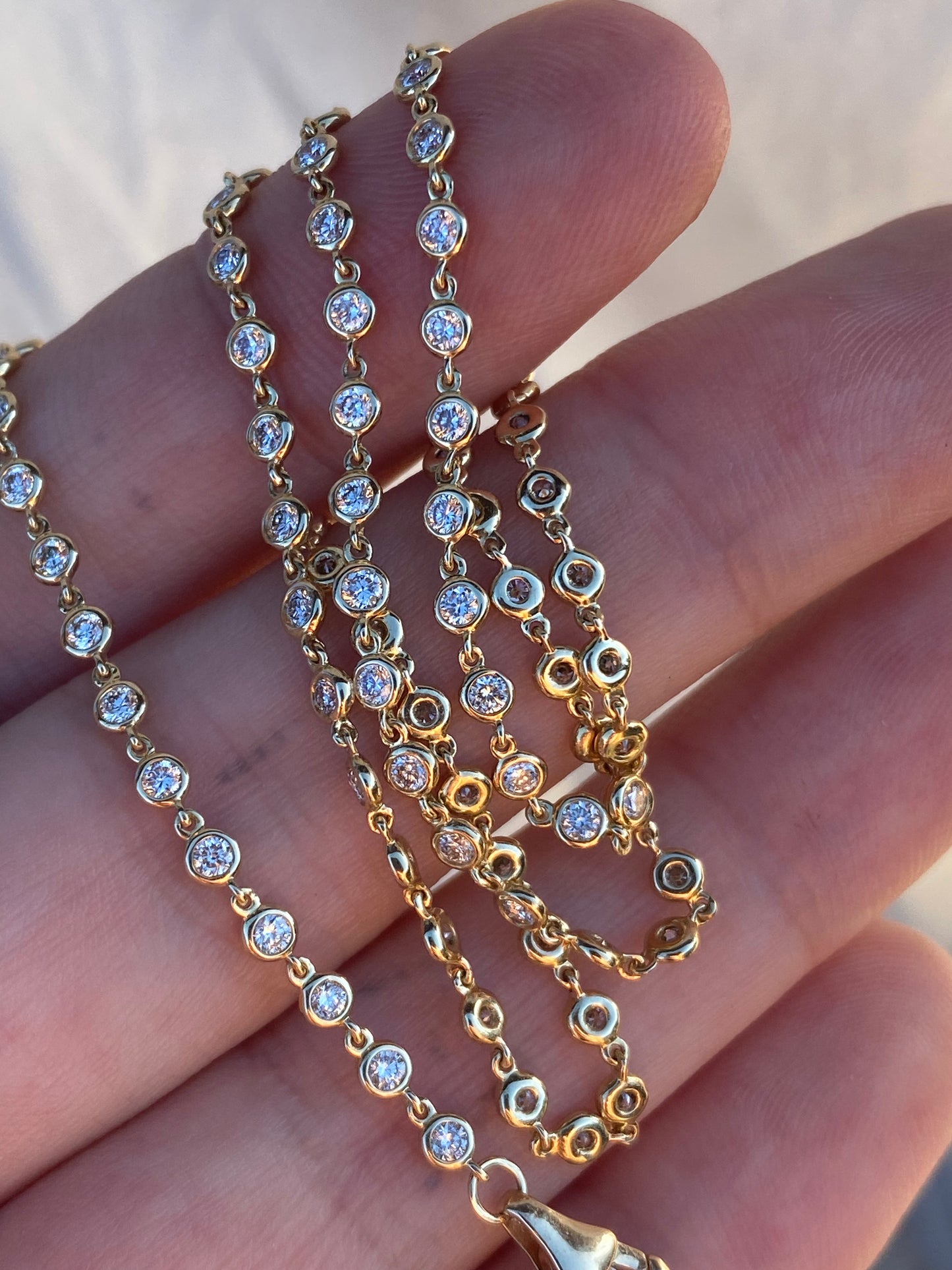 14kt 18" 2.54ctw diamond bezel necklace