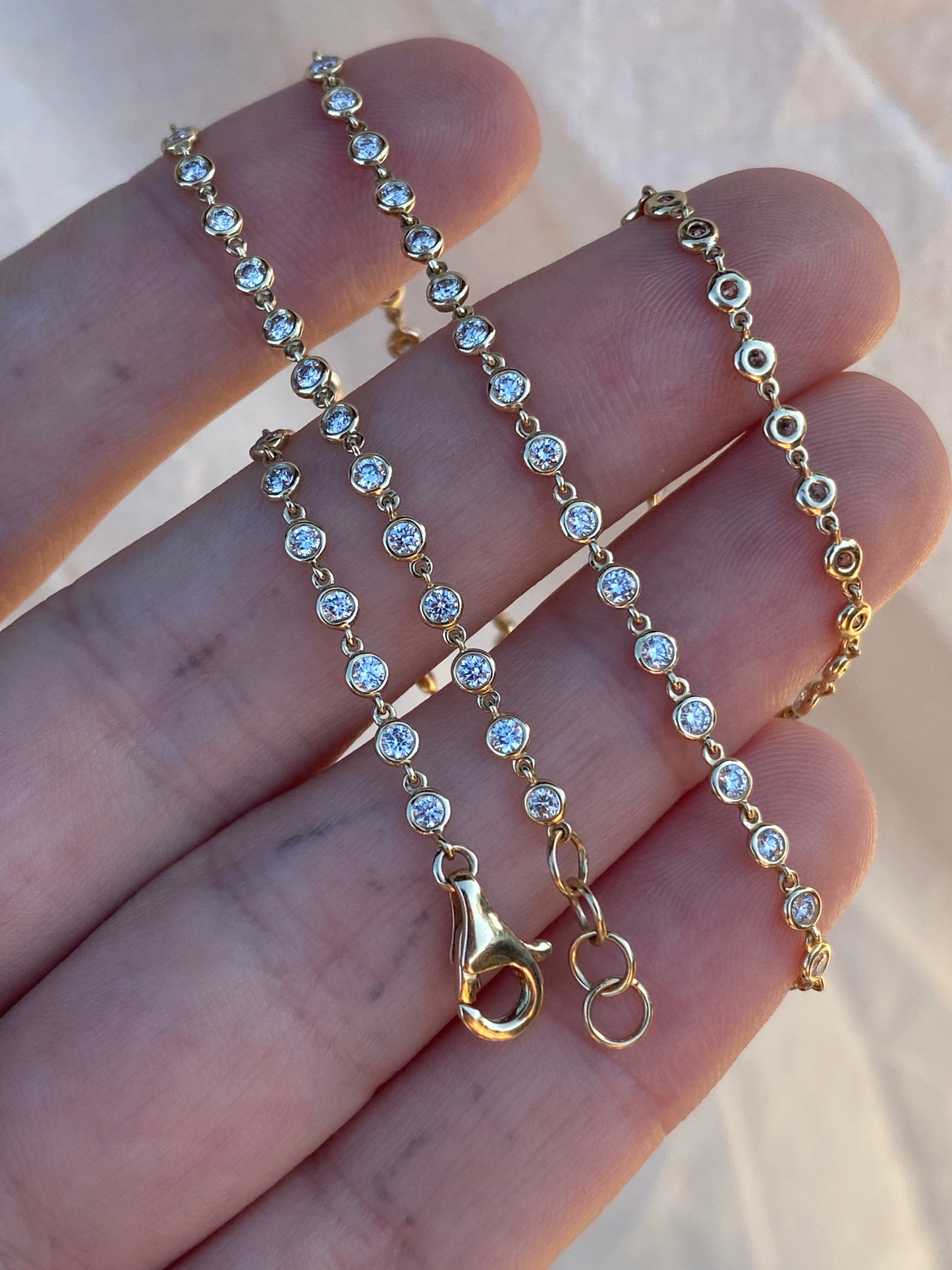 14kt 18" 2.54ctw diamond bezel necklace