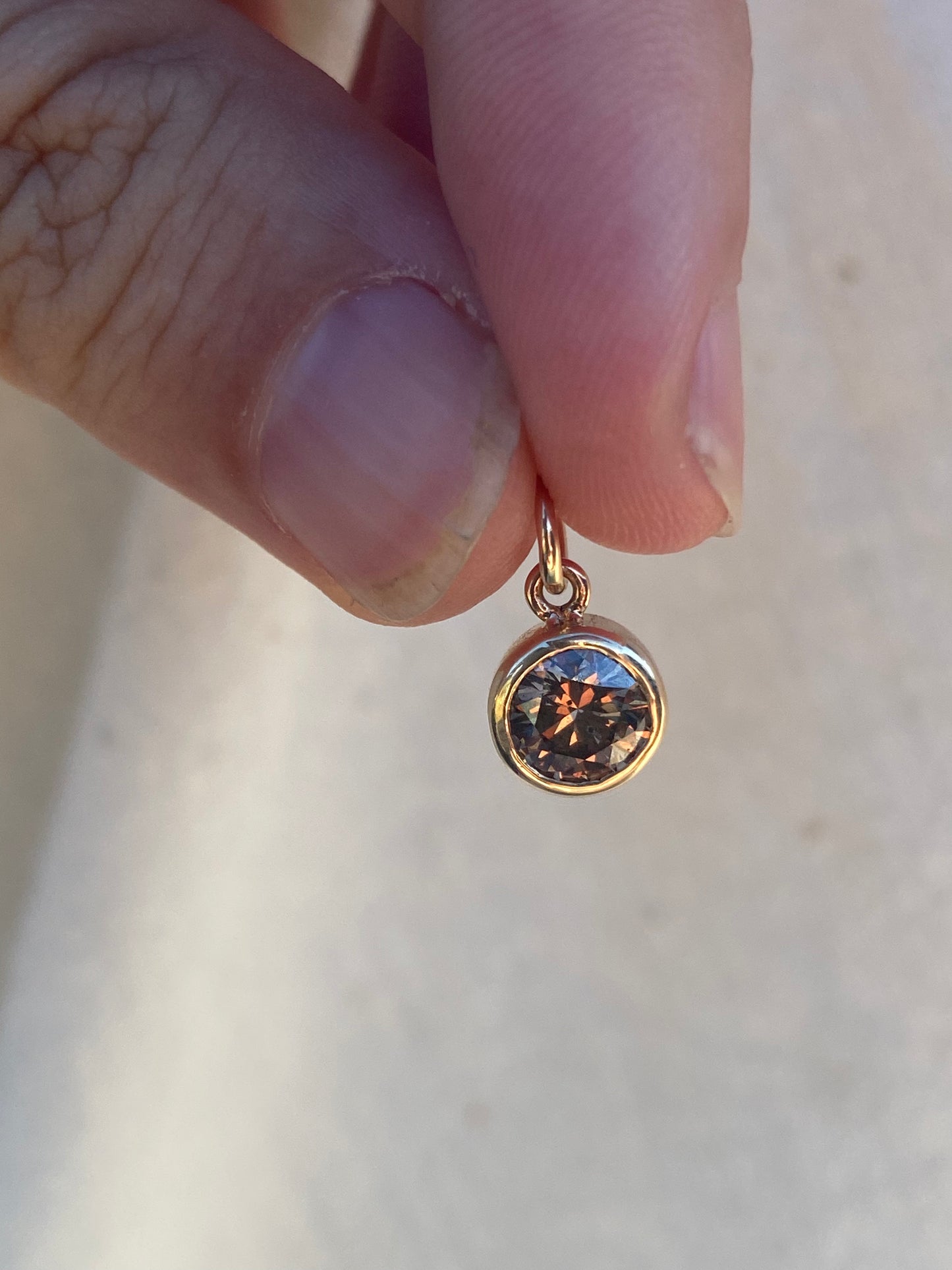 14kt congac bezel diamond pendant