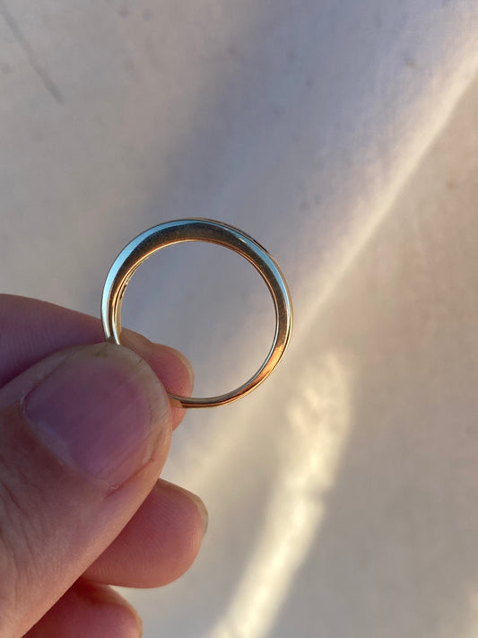 14kt channel set diamond band, thin