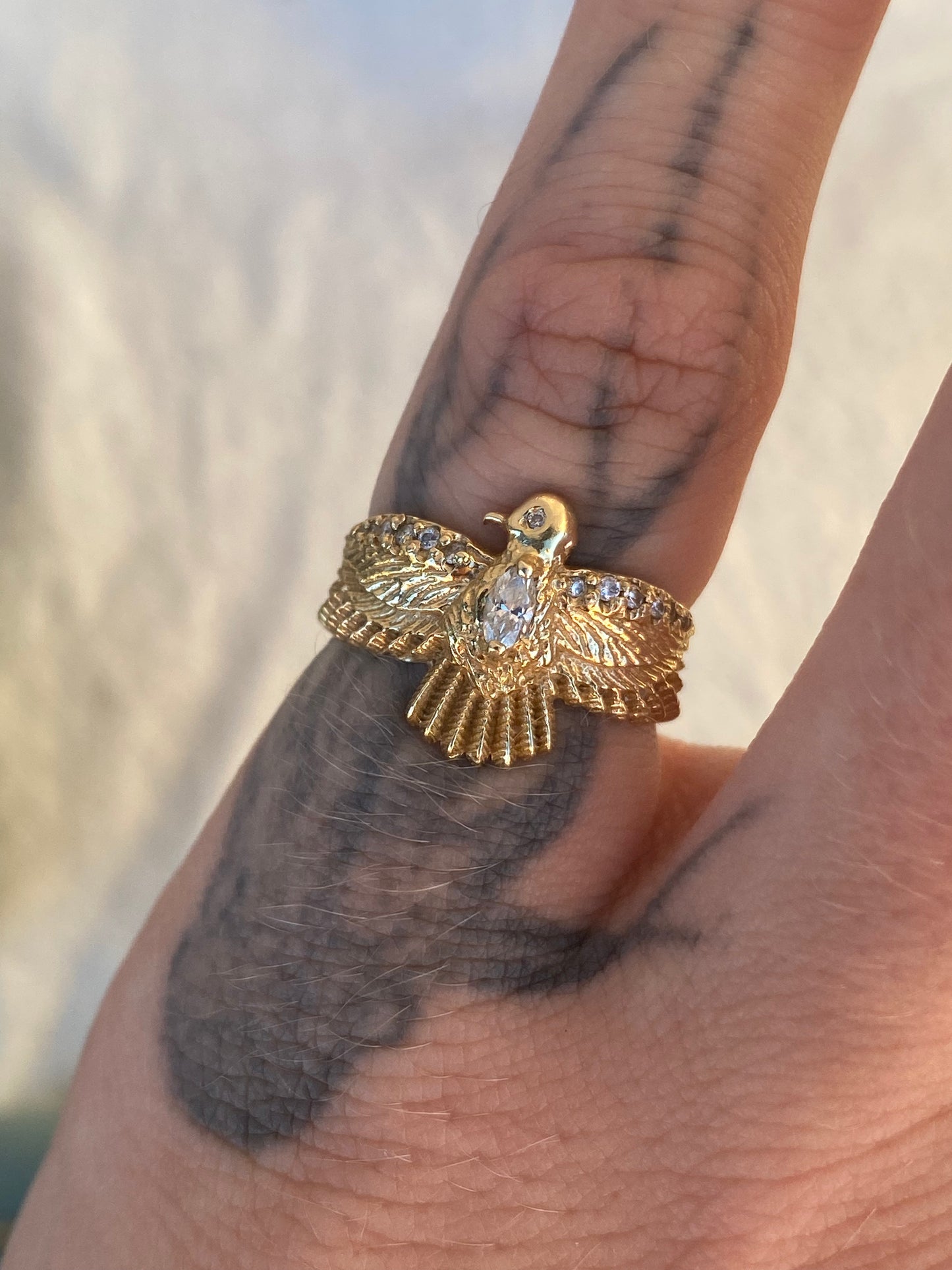 14kt diamond eagle mini ring