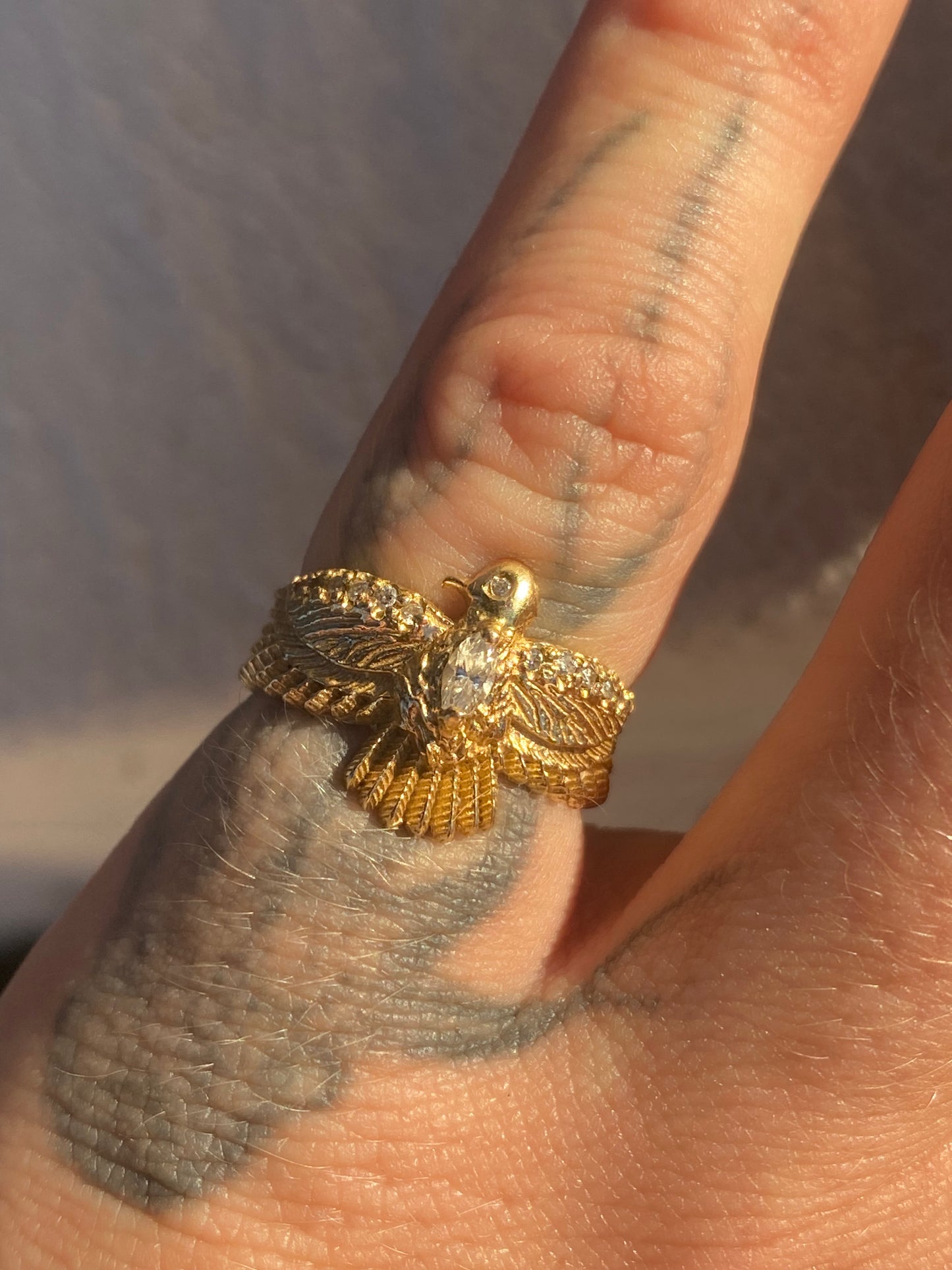14kt diamond eagle mini ring