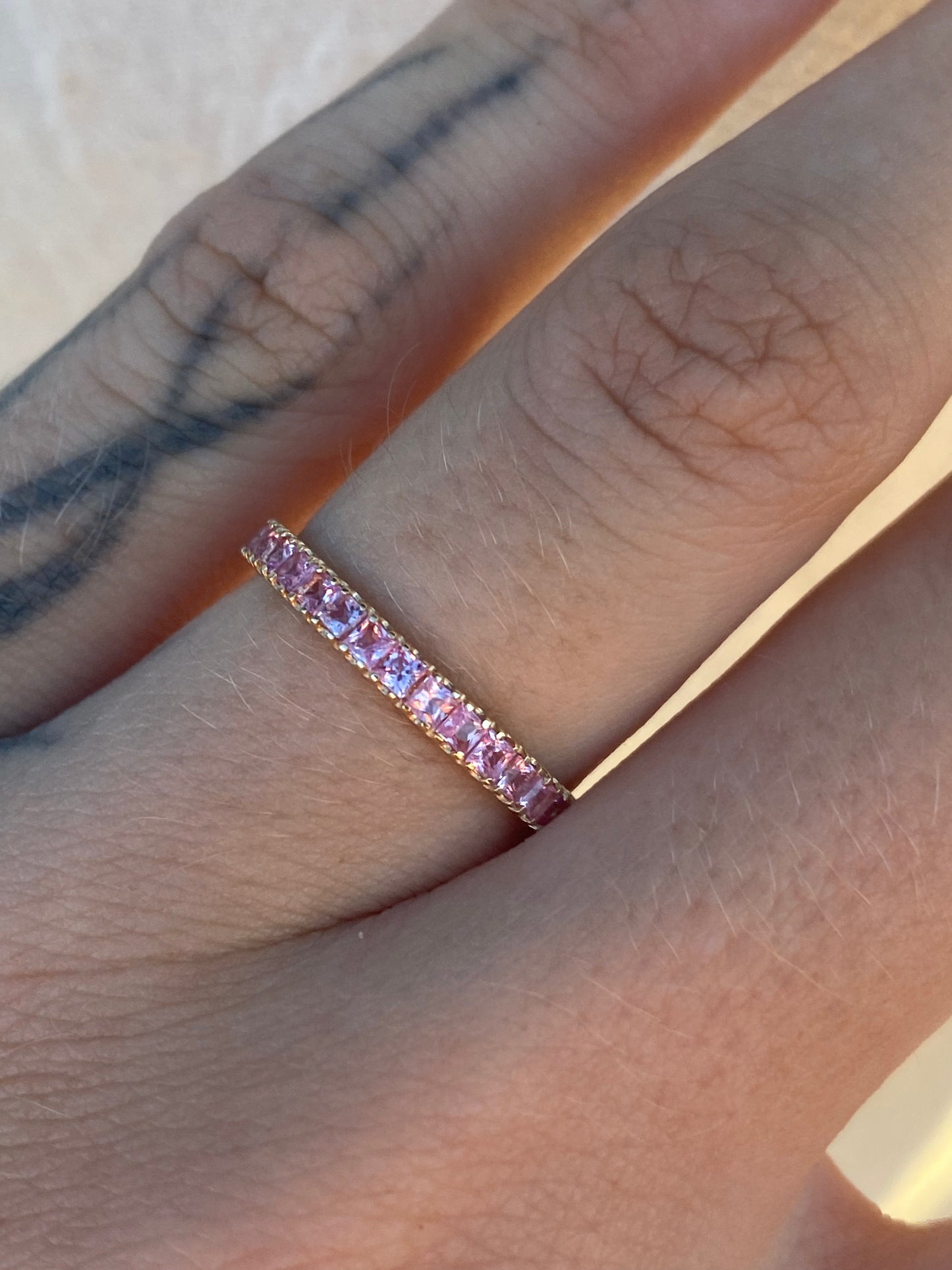 14kt pink sapphire band
