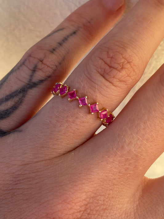 14kt pink sapphire eternity ring