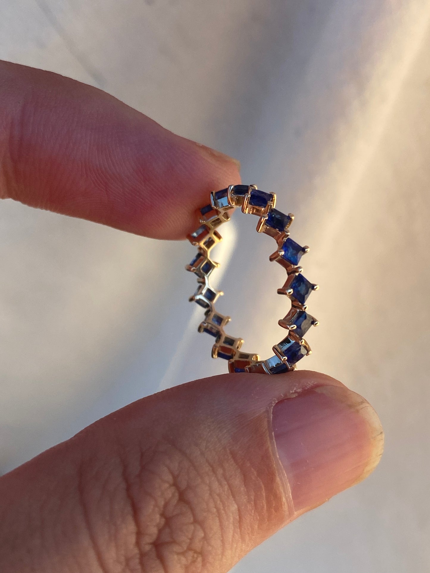 14kt blue sapphire eternity ring