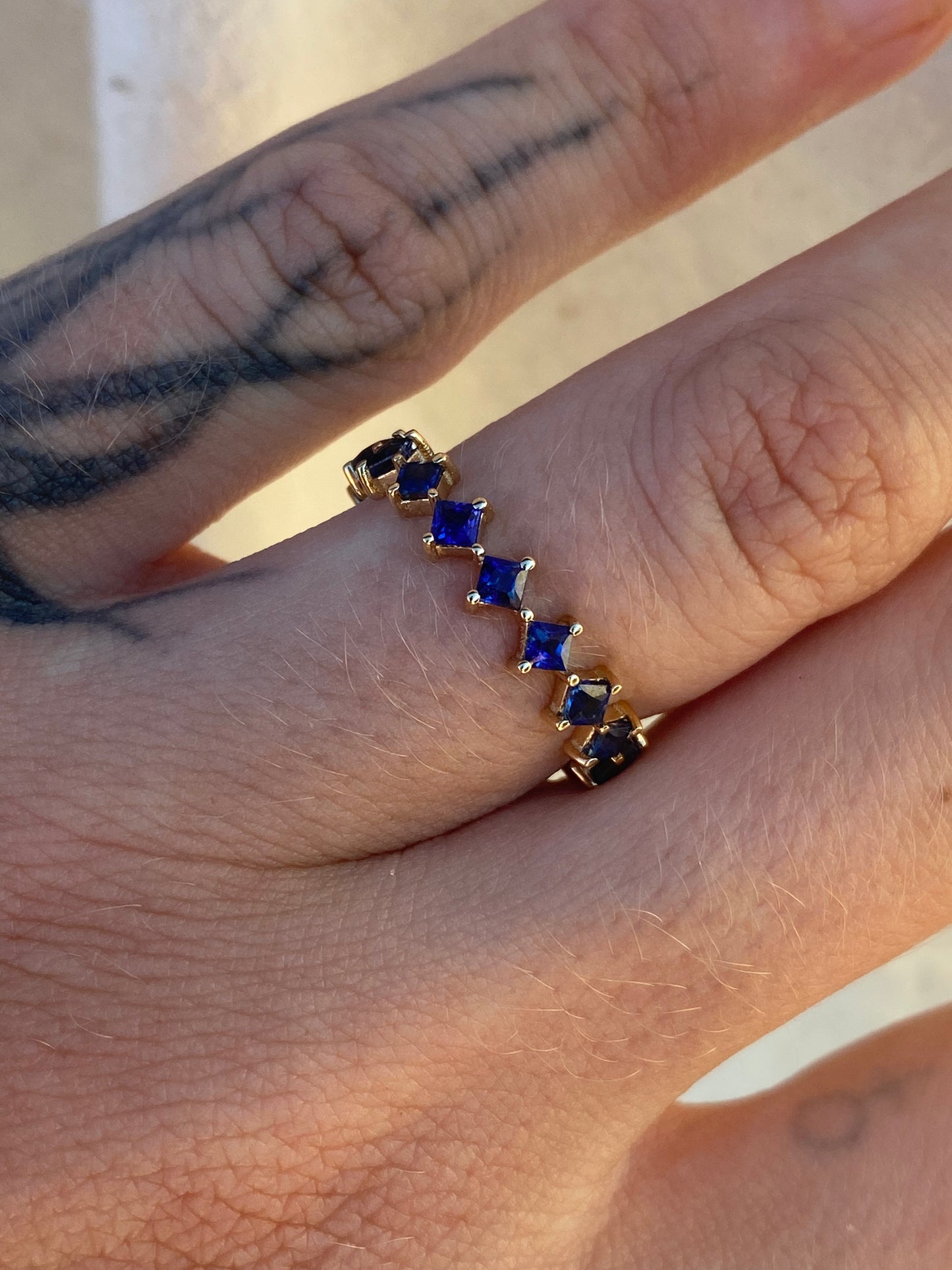 14kt blue sapphire eternity ring