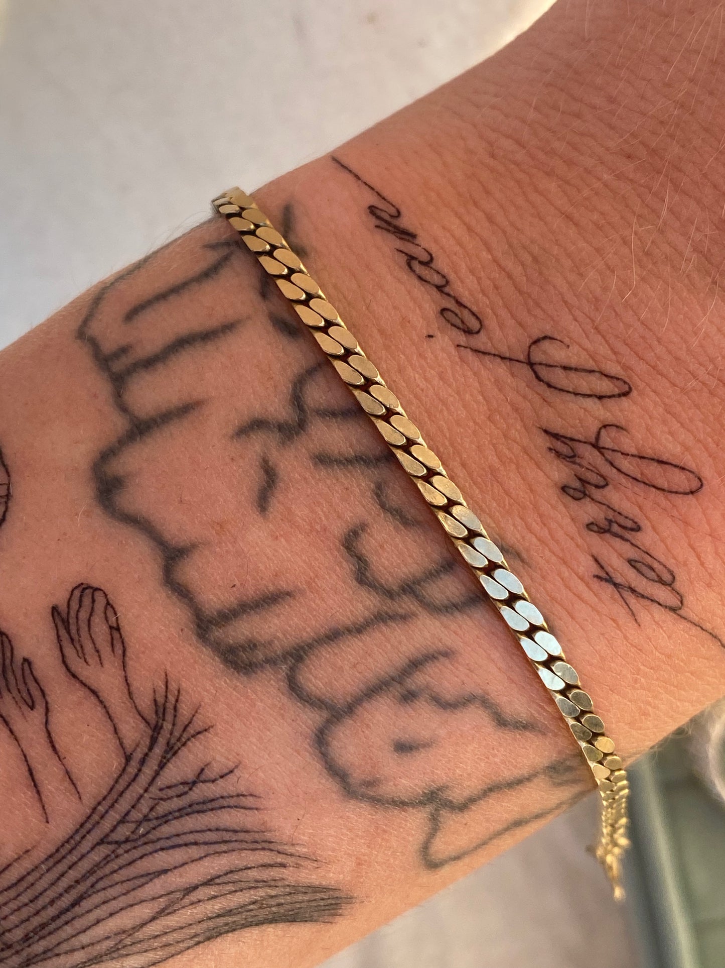 14kt 7.5" vintage italian flat link bracelet